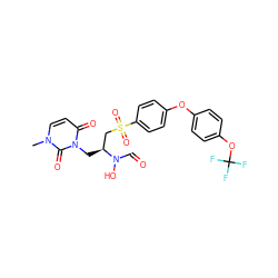 Cn1ccc(=O)n(C[C@@H](CS(=O)(=O)c2ccc(Oc3ccc(OC(F)(F)F)cc3)cc2)N(O)C=O)c1=O ZINC000026393005