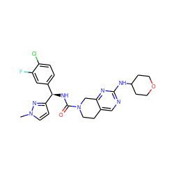 Cn1ccc([C@H](NC(=O)N2CCc3cnc(NC4CCOCC4)nc3C2)c2ccc(Cl)c(F)c2)n1 ZINC000202118537