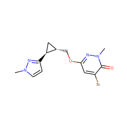 Cn1ccc([C@H]2C[C@@H]2COc2cc(Br)c(=O)n(C)n2)n1 ZINC000221914648