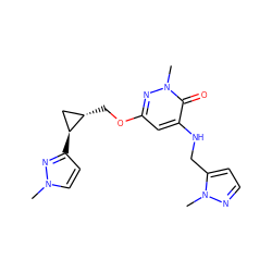 Cn1ccc([C@H]2C[C@@H]2COc2cc(NCc3ccnn3C)c(=O)n(C)n2)n1 ZINC000218404373