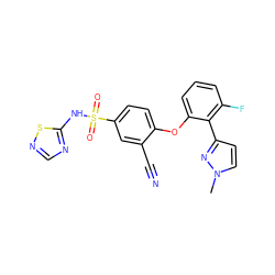 Cn1ccc(-c2c(F)cccc2Oc2ccc(S(=O)(=O)Nc3ncns3)cc2C#N)n1 ZINC000095585369