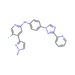 Cn1ccc(-c2cc(Nc3ccc(-n4cnc(-c5ccccn5)n4)cc3)ncc2F)n1 ZINC000071341946