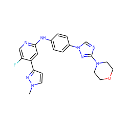 Cn1ccc(-c2cc(Nc3ccc(-n4cnc(N5CCOCC5)n4)cc3)ncc2F)n1 ZINC000071340429