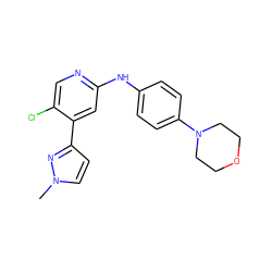 Cn1ccc(-c2cc(Nc3ccc(N4CCOCC4)cc3)ncc2Cl)n1 ZINC000071342078