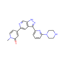 Cn1ccc(-c2cc3c(-c4cccc(N5CCNCC5)n4)n[nH]c3cn2)cc1=O ZINC000205239839