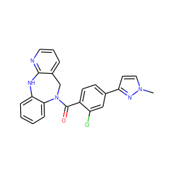 Cn1ccc(-c2ccc(C(=O)N3Cc4cccnc4Nc4ccccc43)c(Cl)c2)n1 ZINC000028570023