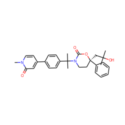 Cn1ccc(-c2ccc(C(C)(C)N3CC[C@](CC(C)(C)O)(c4ccccc4)OC3=O)cc2)cc1=O ZINC000114983659