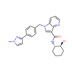 Cn1ccc(-c2ccc(Cn3cc(C(=O)N[C@H]4CCCC[C@@H]4O)c4ncccc43)cc2)n1 ZINC000653783616