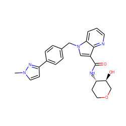 Cn1ccc(-c2ccc(Cn3cc(C(=O)N[C@H]4CCOC[C@@H]4O)c4ncccc43)cc2)n1 ZINC000526061584