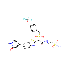 Cn1ccc(-c2ccc3nc([C@@H](C(=O)NCCS(N)(=O)=O)S(=O)(=O)Cc4ccc(OC(F)(F)F)cc4)sc3c2)cc1=O ZINC000222084053