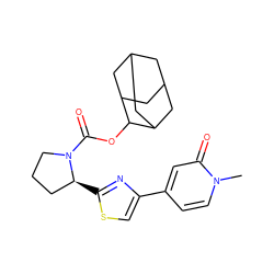 Cn1ccc(-c2csc([C@H]3CCCN3C(=O)OC3C4CC5CC(C4)CC3C5)n2)cc1=O ZINC000147462763