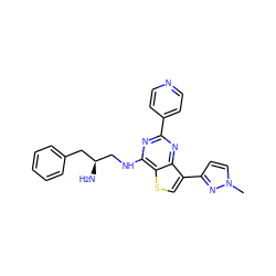 Cn1ccc(-c2csc3c(NC[C@@H](N)Cc4ccccc4)nc(-c4ccncc4)nc23)n1 ZINC000223670784