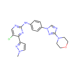 Cn1ccc(-c2nc(Nc3ccc(-n4cnc(N5CCOCC5)n4)cc3)ncc2Cl)n1 ZINC000071334443