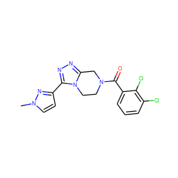 Cn1ccc(-c2nnc3n2CCN(C(=O)c2cccc(Cl)c2Cl)C3)n1 ZINC000095565680