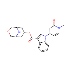 Cn1ccc(-n2cc(C(=O)OC3C[C@H]4COC[C@@H](C3)N4)c3ccccc32)cc1=O ZINC001772592291