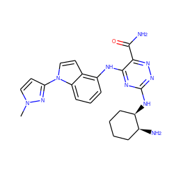 Cn1ccc(-n2ccc3c(Nc4nc(N[C@@H]5CCCC[C@@H]5N)nnc4C(N)=O)cccc32)n1 ZINC000224412172