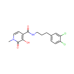 Cn1ccc(C(=O)NCCCc2ccc(Cl)c(Cl)c2)c(O)c1=O ZINC000220614214