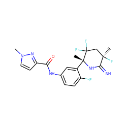 Cn1ccc(C(=O)Nc2ccc(F)c([C@@]3(C)NC(=N)[C@](C)(F)CC3(F)F)c2)n1 ZINC001772574217