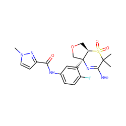 Cn1ccc(C(=O)Nc2ccc(F)c([C@]34COC[C@H]3S(=O)(=O)C(C)(C)C(N)=N4)c2)n1 ZINC000217075999