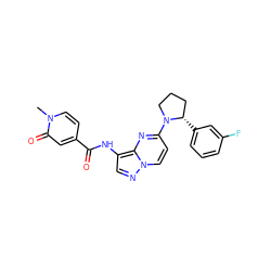 Cn1ccc(C(=O)Nc2cnn3ccc(N4CCC[C@@H]4c4cccc(F)c4)nc23)cc1=O ZINC000118403445