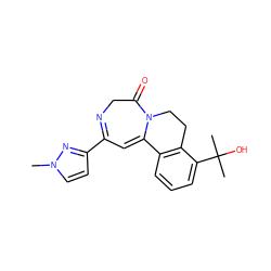 Cn1ccc(C2=NCC(=O)N3CCc4c(cccc4C(C)(C)O)C3=C2)n1 ZINC000149213383