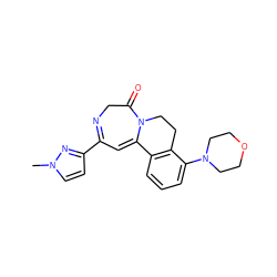 Cn1ccc(C2=NCC(=O)N3CCc4c(cccc4N4CCOCC4)C3=C2)n1 ZINC000149170072