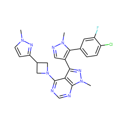 Cn1ccc(C2CN(c3ncnc4c3c(-c3cnn(C)c3-c3ccc(Cl)c(F)c3)nn4C)C2)n1 ZINC000169706085