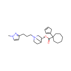 Cn1ccc(CCC[N+]23CCC(CC2)[C@@H](OC(=O)C2(C4=CC=CC4)CCCCCC2)C3)n1 ZINC000103288770