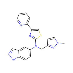 Cn1ccc(CN(c2ccc3[nH]ncc3c2)c2nc(-c3ccccn3)cs2)n1 ZINC000653861619