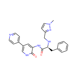 Cn1ccc(CN[C@@H](Cc2ccccc2)C(=O)Nc2cc(-c3ccncc3)c[nH]c2=O)n1 ZINC000095552073