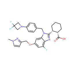 Cn1ccc(COc2cc(F)c3nc([C@@H]4CCCC[C@@H]4C(=O)O)n(Cc4ccc(N5CC(F)(F)C5)cc4)c3c2)n1 ZINC000226042514