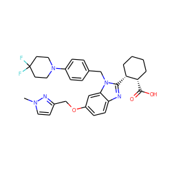Cn1ccc(COc2ccc3nc([C@@H]4CCCC[C@@H]4C(=O)O)n(Cc4ccc(N5CCC(F)(F)CC5)cc4)c3c2)n1 ZINC000226032982