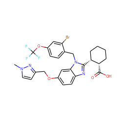 Cn1ccc(COc2ccc3nc([C@@H]4CCCC[C@@H]4C(=O)O)n(Cc4ccc(OC(F)(F)F)cc4Br)c3c2)n1 ZINC000226036717