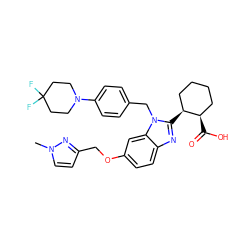 Cn1ccc(COc2ccc3nc([C@H]4CCCC[C@H]4C(=O)O)n(Cc4ccc(N5CCC(F)(F)CC5)cc4)c3c2)n1 ZINC000218329891