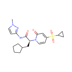 Cn1ccc(NC(=O)[C@H](CC2CCCC2)n2ccc(S(=O)(=O)C3CC3)cc2=O)n1 ZINC000071294651