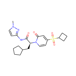 Cn1ccc(NC(=O)[C@H](CC2CCCC2)n2ccc(S(=O)(=O)C3CCC3)cc2=O)n1 ZINC000071280815