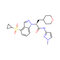 Cn1ccc(NC(=O)[C@H](CC2CCOCC2)n2ncc3c(S(=O)(=O)C4CC4)cccc32)n1 ZINC000149350710