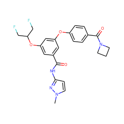 Cn1ccc(NC(=O)c2cc(Oc3ccc(C(=O)N4CCC4)cc3)cc(OC(CF)CF)c2)n1 ZINC000035000162