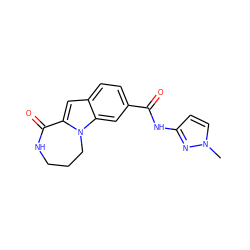 Cn1ccc(NC(=O)c2ccc3cc4n(c3c2)CCCNC4=O)n1 ZINC000073239878