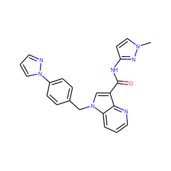 Cn1ccc(NC(=O)c2cn(Cc3ccc(-n4cccn4)cc3)c3cccnc23)n1 ZINC000653785865