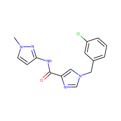 Cn1ccc(NC(=O)c2cn(Cc3cccc(Cl)c3)cn2)n1 ZINC000066078847