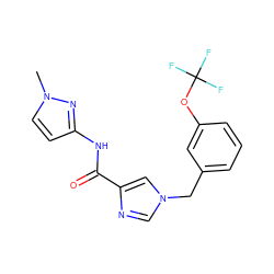 Cn1ccc(NC(=O)c2cn(Cc3cccc(OC(F)(F)F)c3)cn2)n1 ZINC000066066648