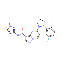 Cn1ccc(NC(=O)c2cnn3ccc(N4CCC[C@@H]4c4cc(F)ccc4F)nc23)n1 ZINC000115061075