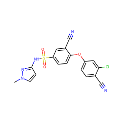 Cn1ccc(NS(=O)(=O)c2ccc(Oc3ccc(C#N)c(Cl)c3)c(C#N)c2)n1 ZINC000219512101