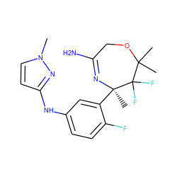 Cn1ccc(Nc2ccc(F)c([C@@]3(C)N=C(N)COC(C)(C)C3(F)F)c2)n1 ZINC000169702897