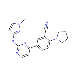 Cn1ccc(Nc2nccc(-c3ccc(N4CCCC4)c(C#N)c3)n2)n1 ZINC000113880354