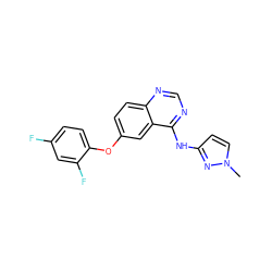 Cn1ccc(Nc2ncnc3ccc(Oc4ccc(F)cc4F)cc23)n1 ZINC000035930642