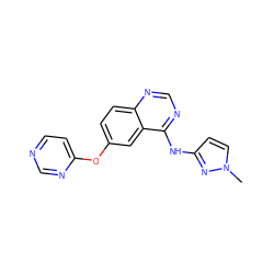 Cn1ccc(Nc2ncnc3ccc(Oc4ccncn4)cc23)n1 ZINC000045284209