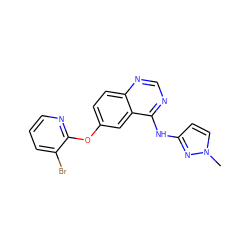 Cn1ccc(Nc2ncnc3ccc(Oc4ncccc4Br)cc23)n1 ZINC000045321474