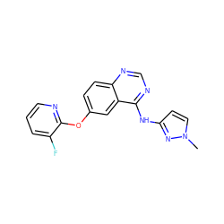 Cn1ccc(Nc2ncnc3ccc(Oc4ncccc4F)cc23)n1 ZINC000045288676